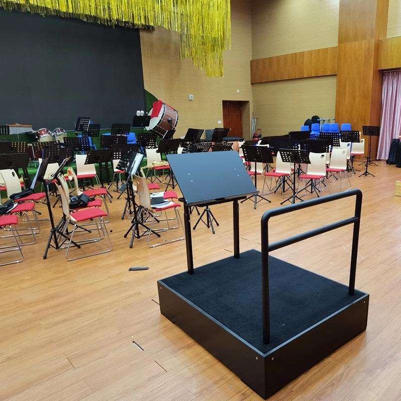 校园乐队指挥台音乐大合唱CJ-001便携折叠演奏家站台黑色实木