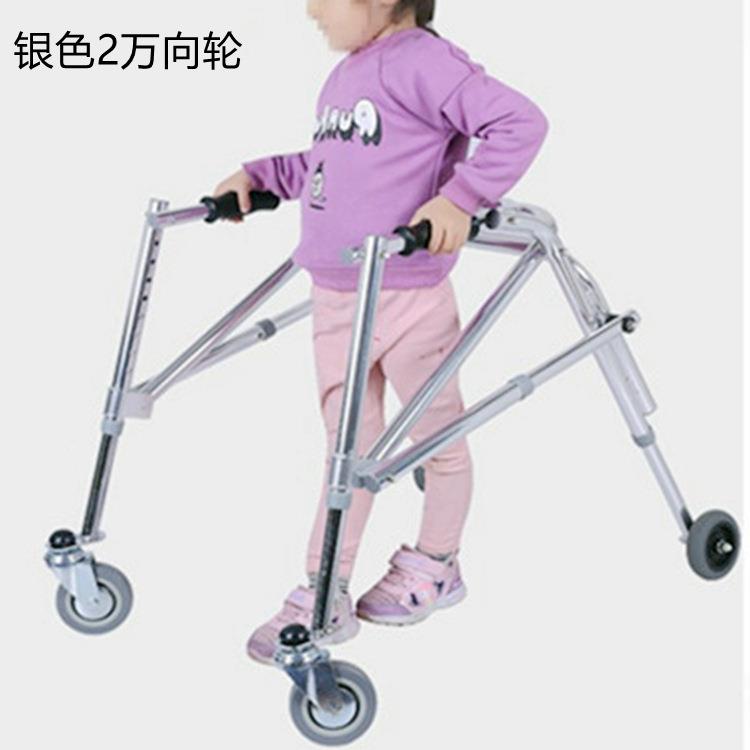儿童后置四轮助行器带座后拉式辅助行走学步车前置折叠助步器