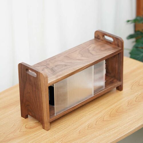 热销黑胡桃木茶具收纳展示柜水杯咖啡杯防尘置物柜厨W房桌面茶叶