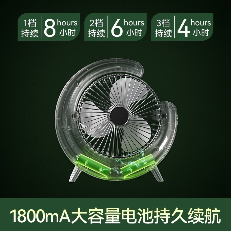 热销彩色新款电风扇台式循环低噪氛围灯UKSB充电大风力跑马灯风扇