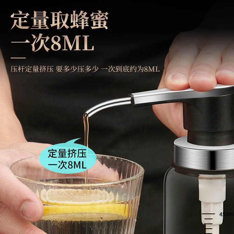热销玻璃蜂蜜瓶挤压式p蜂蜜罐瓶家用挤酱瓶糖浆密封罐沙拉分装瓶