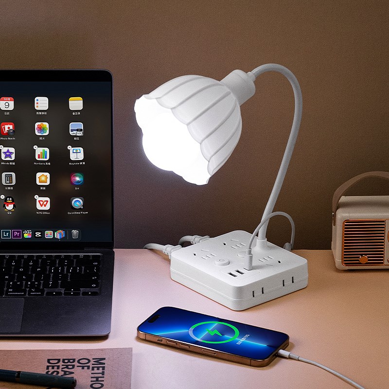 二插脚插b排两脚插线板插座台灯卧室床头灯宿舍写作业看书桌阅读