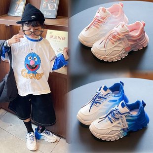学生跑步 女童软底老爹鞋 儿童网面运动鞋 透气春秋男童洋气休闲鞋
