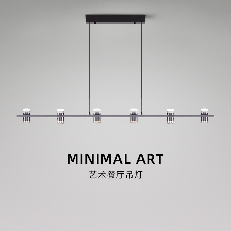 意式极简餐厅吊灯北欧水晶砂创意一字长条餐桌前台吧台餐厅吊灯图片