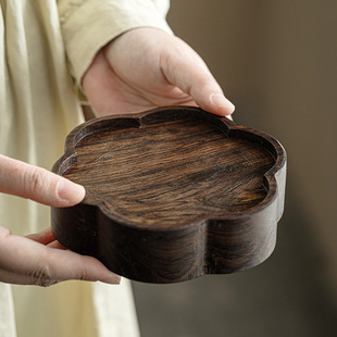 新中式黑檀木壶承实木小茶台干泡台茶承茶托盘原木茶盘养壶垫壶托