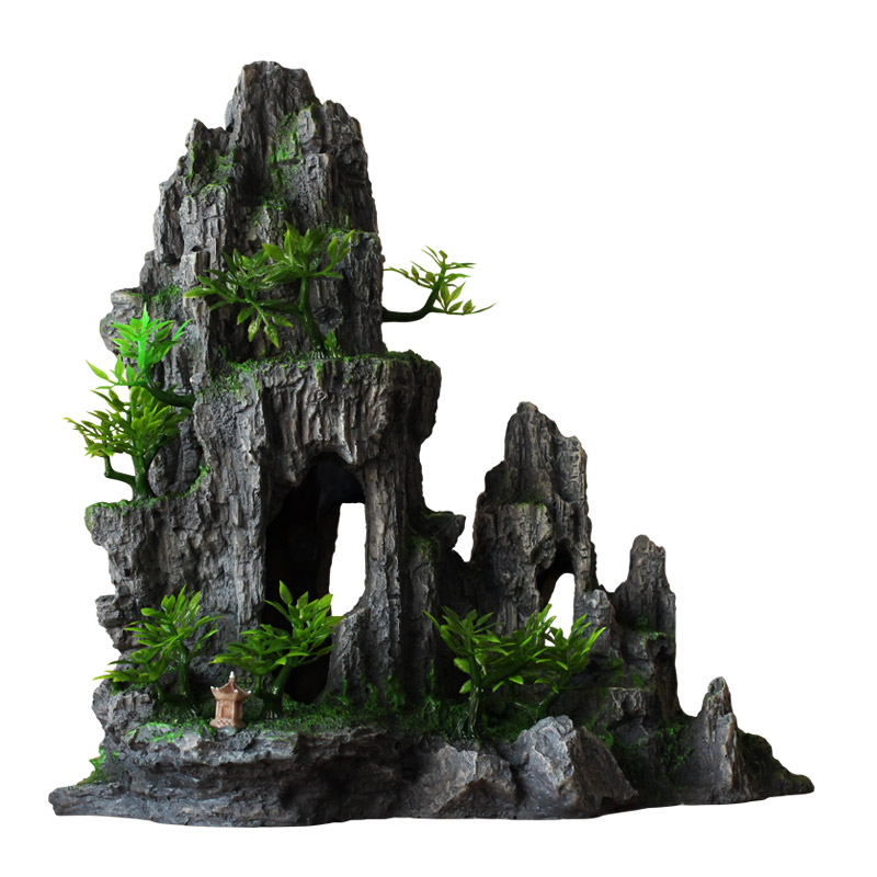 极速鱼缸造景假山套餐装饰水草石头E小摆件小型水族洞全套布景内