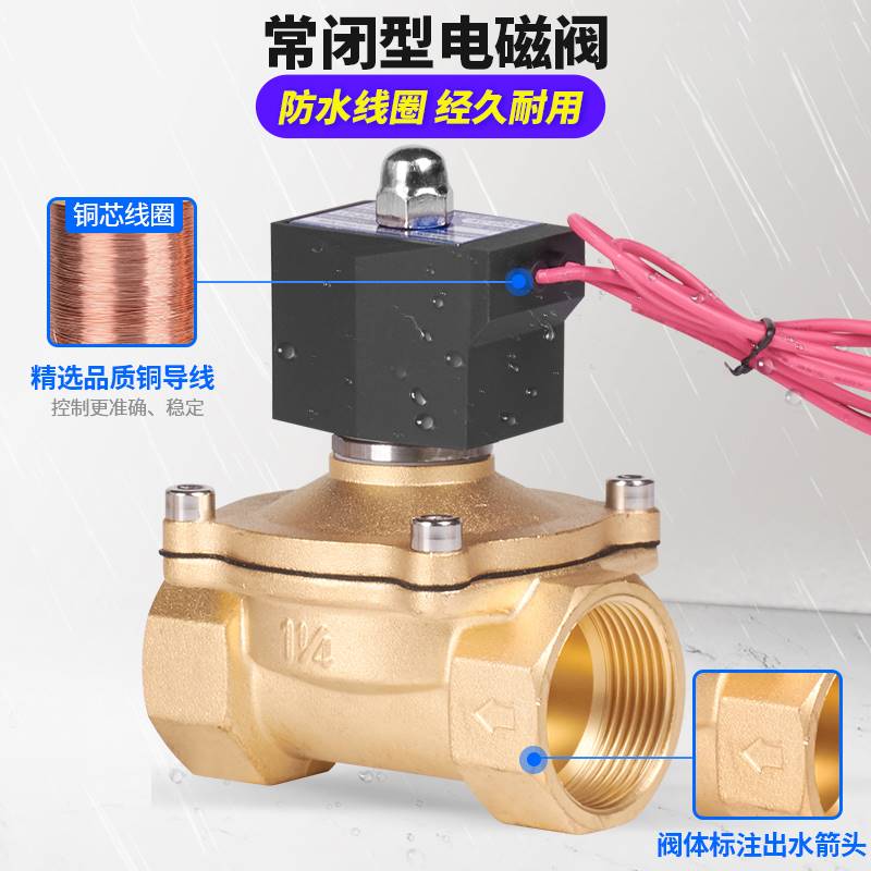 极速常闭电磁阀控制220v24v12Bv放水开关电子电磁水阀线圈一寸水