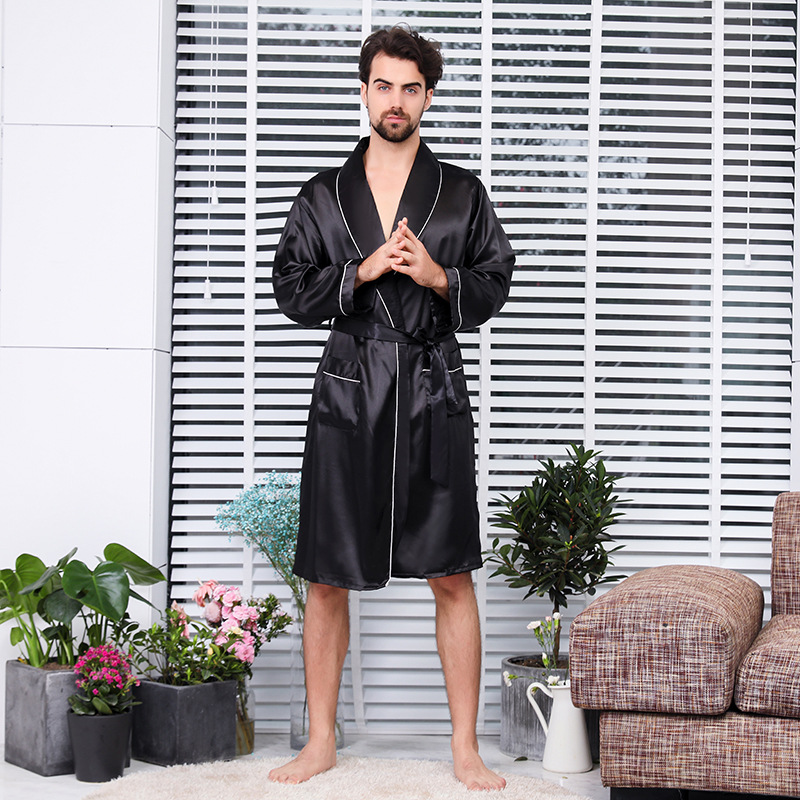 极速Luxury Designer Mqen's Silk Kimono Robe Plus 5XL Long Sl
