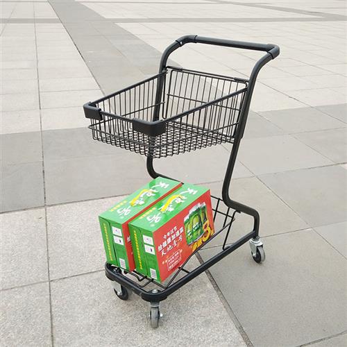 极速手推车理货车双层购t物车便利店小型手推车双层超市购物车商