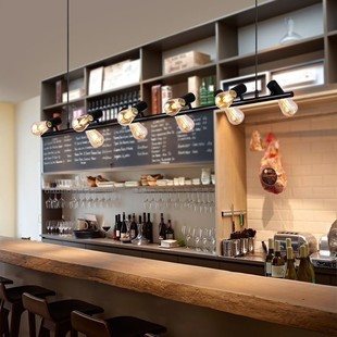 设计师餐厅吊灯创意个性长条灯咖啡厅吧台灯办公室复古工业风灯具