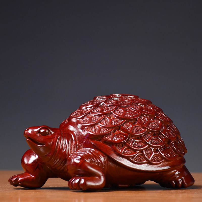 极速红花梨雕刻金钱龟富甲天下招财沉香木手把件乌龟摆Z件木质摆