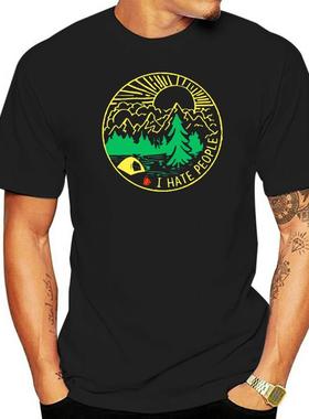 极速I Hate People Camping Hiking Men's Black TUees Shirt