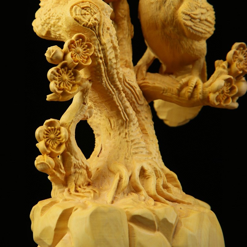 极速黄杨木雕中式家居摆设双x喜临门小鸟礼品喜上眉梢创意装饰摆