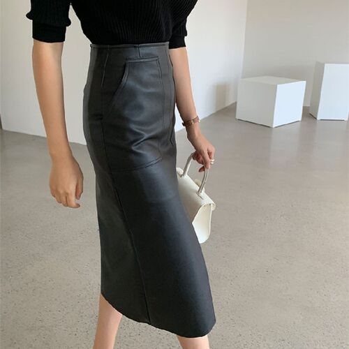 极速New 2022 Spring Autumn Women PDU Leather Skirts High Wai