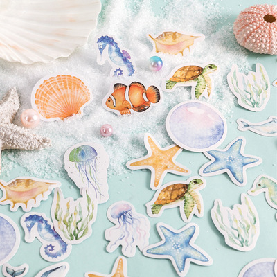 极速46 Pcs Ocean Stickers Cute BSea Animal Art Stickers For