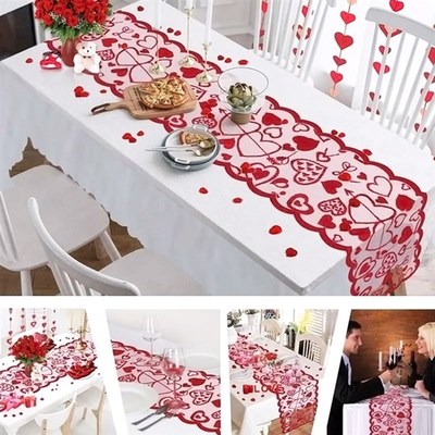 极速Valentines Day Lpace Table Runner Placemat for Dining Ta