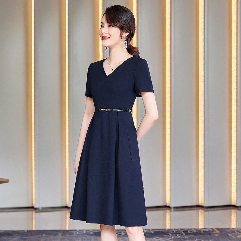 新品夏装幼师服装薄款幼儿园w教师园服工作服老师行政服装连衣裙