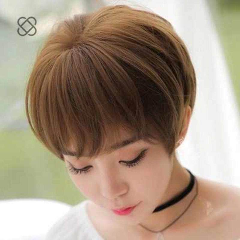 极速假发女短直发网红可爱帅气女假头发黑色棕色S浅棕色个性男发