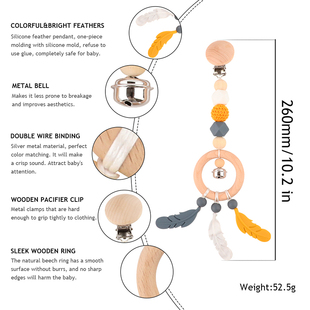 Sisliocne Teether Beads Feather Pendan 极速1pc Teething Baby