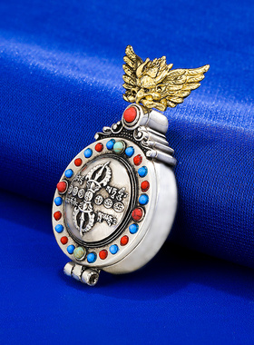 极速大鹏金翅g鸟吊坠民族风可打开纯银嘎乌盒男女款挂件大鹏鸟项