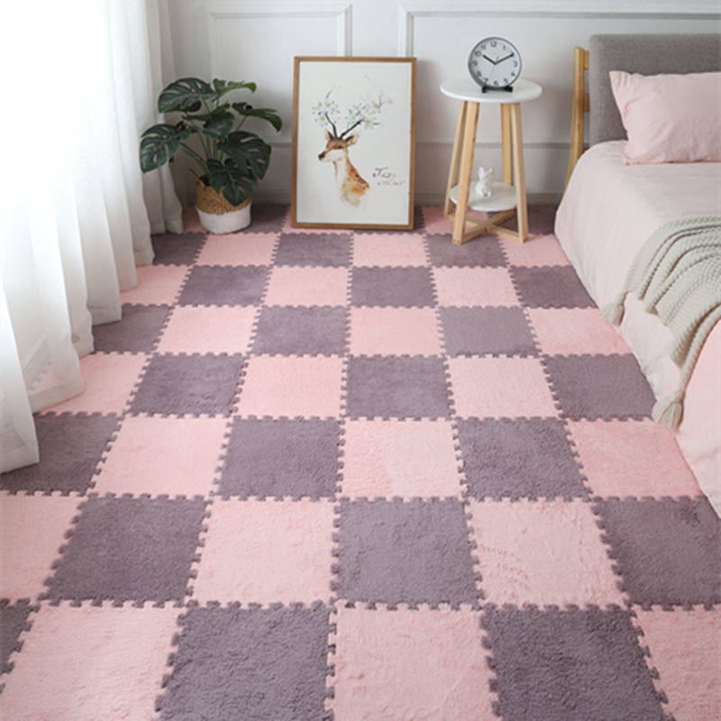 极速卧室地毯满铺房间床边方块家用拼J接地垫绒面爬行垫可水洗