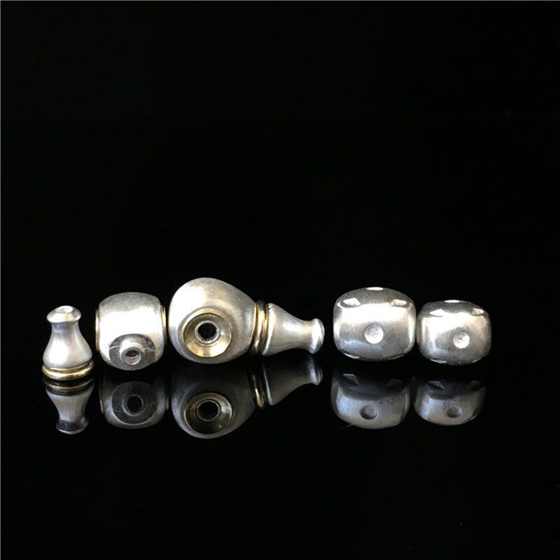 极速永不掉色纯白铜镶嵌黄铜五眼C六通文玩佛珠星月金刚佛头三通