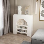 极速法式 饰置物架拱形洞穴柜白色 壁炉柜客厅背景墙奶油系A边柜装