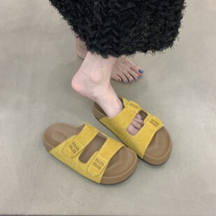 新品厚底勃肯拖鞋女夏外穿2026新款百搭海边沙滩超V火绝美配裙子