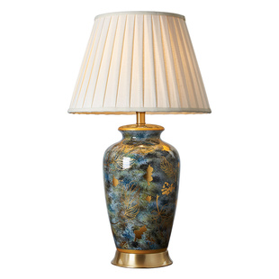 极速客厅台灯g复古美式台灯卧室床头灯客厅沙发边台灯新中式陶瓷