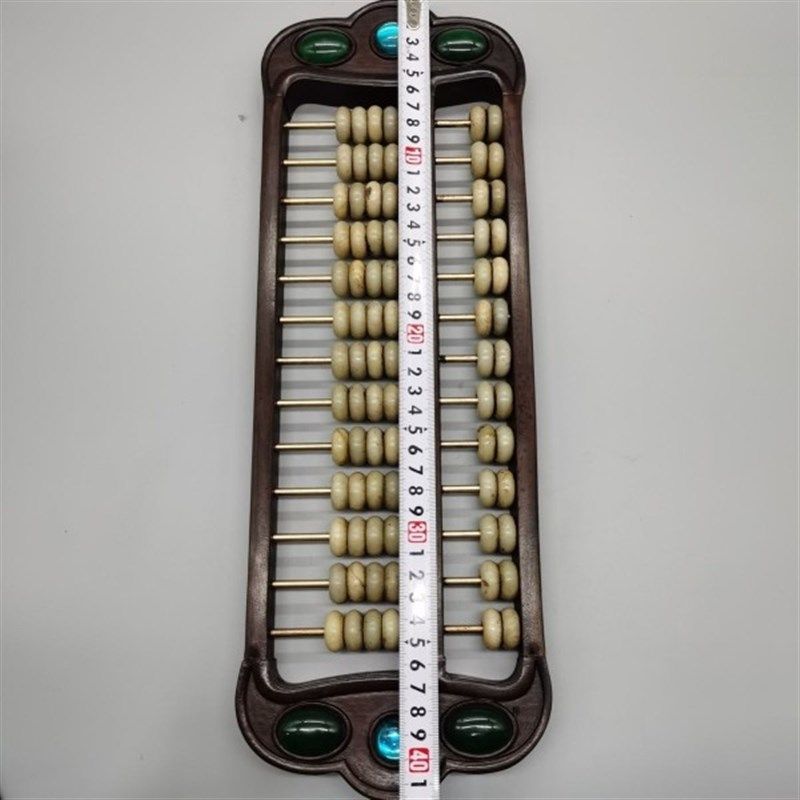 极速老算盘摆件老式实木算u盘玉珠算盘镶银元算盘年份随机仿古收
