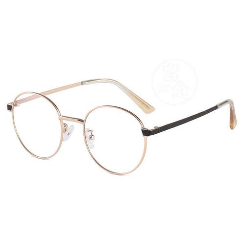 极速。Flat lens round frame metal spectacle frame myopi.a fa