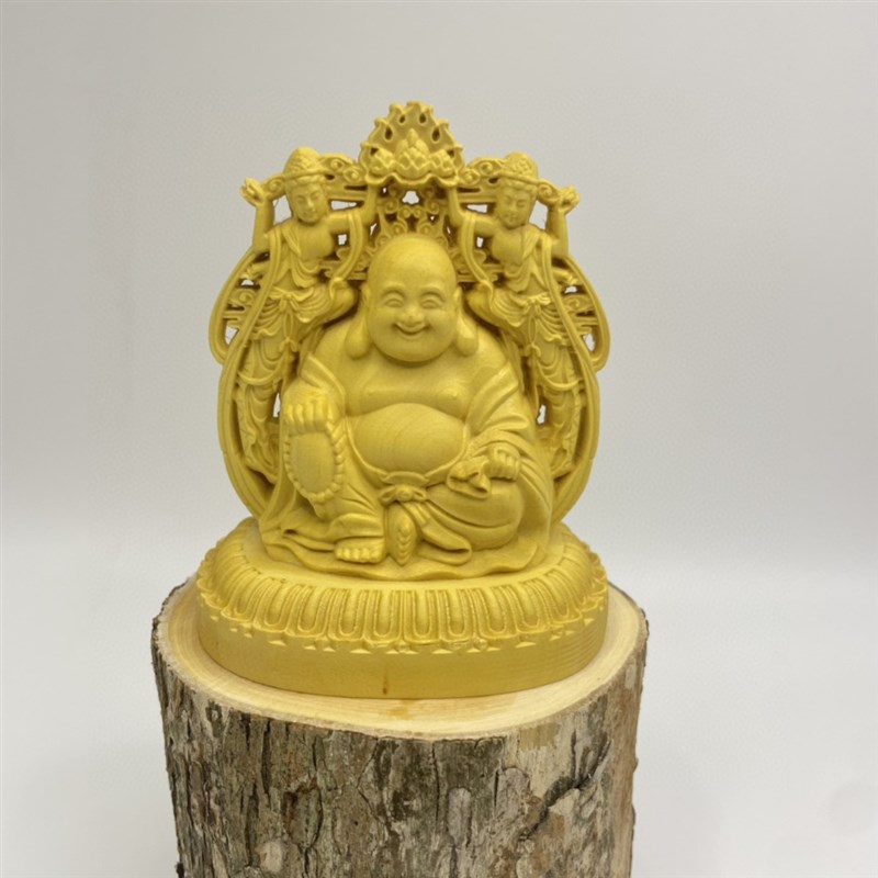 极速黄杨木雕平安佛双面佛汽车y摆件弥勒佛工艺品实木雕刻收藏品