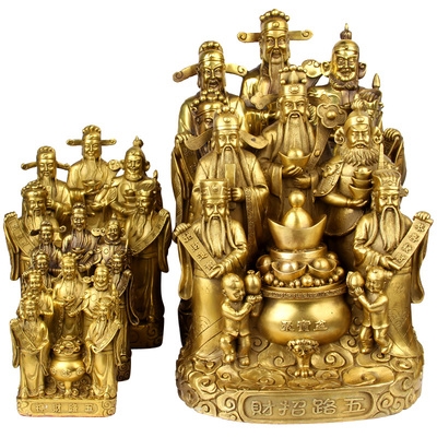 极速纯铜聚宝盆五路财神爷佛像文财神铜像神像供S奉家用店铺摆件