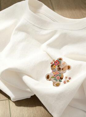 小熊猫新中式国潮风纯棉2025新款短袖t恤女夏季半袖洋气女装上衣