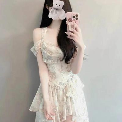 夏装可甜可盐众法式仙女森系纯欲风妹设辣计超感小碎花吊带连ltao