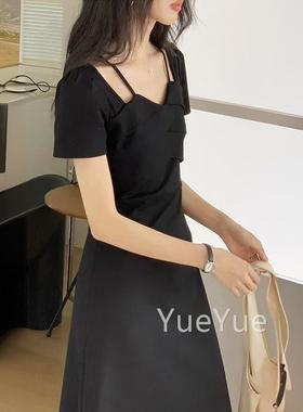 202夏季新款通法式赫本收腰小众别致连4衣裙HZ230707挂脖气质勤a