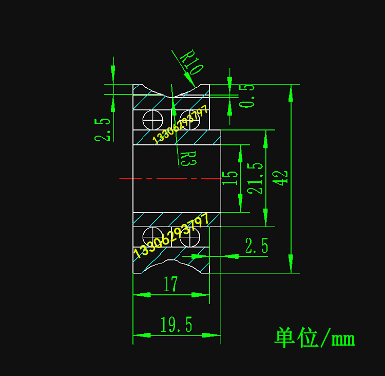 导向轴承u型槽滑轮内径12mm外径42厚度1921mmr4r5r6r8r10r12.5r15