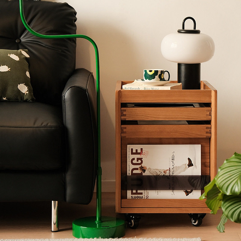 YDD/四重奏移动柜书柜边柜樱桃木可移动杂志储物柜收纳柜移动收纳