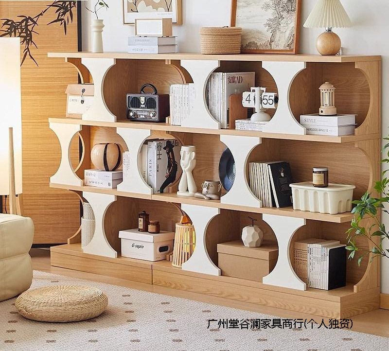 转角玄关展示架小户型客厅书房复古风书架落地置物架异形组合书柜