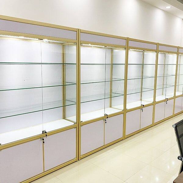 展柜化妆品珠宝样品手办展示架工艺品展架红酒玻璃透明展示柜带锁