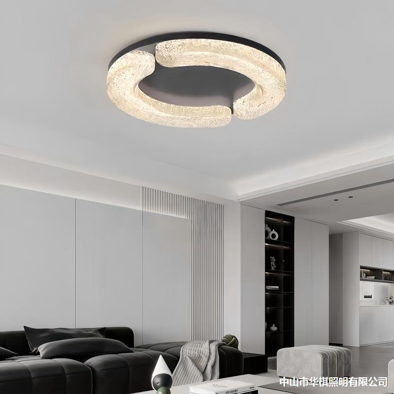 不锈钢树脂意式极简客厅大气吸顶灯轻奢大厅高端设计师款圆形灯具