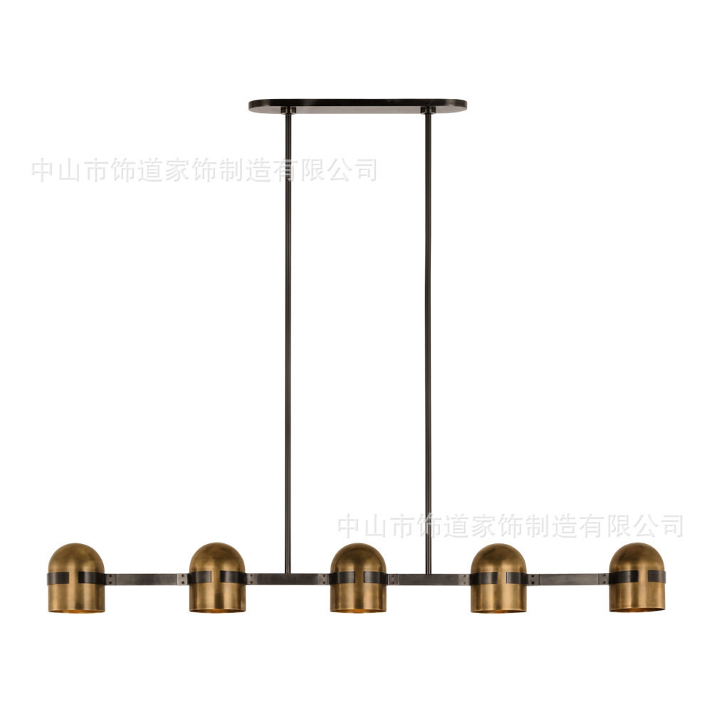 后现代简约复古风长形餐厅灯酒店民宿前台餐饮店吧台装饰全铜吊灯
