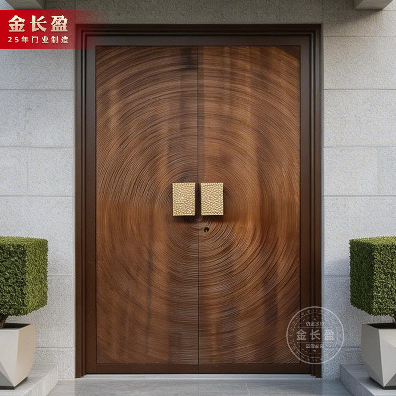 新中式别墅精雕铸铝门单双开子母进户门防盗门农村自建房入户大门