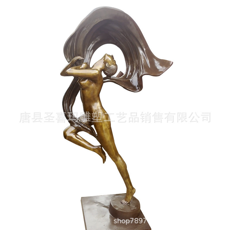 北欧西方铸铜跳舞天使雕塑摆件