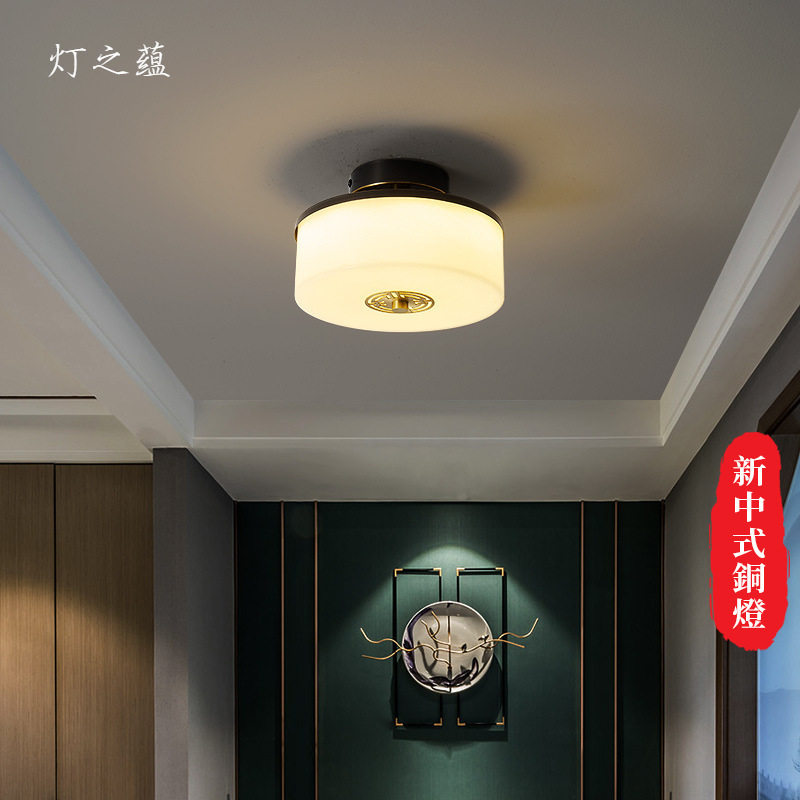 入户门厅新中式吸顶灯过道阳台灯简约走廊灯衣帽间全铜玄关灯具