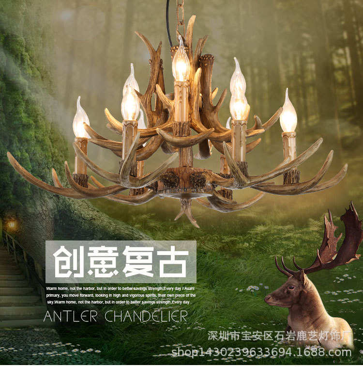 美式吊灯创意个性客厅餐厅网咖服装店灯具欧式树脂吊灯个性复古灯