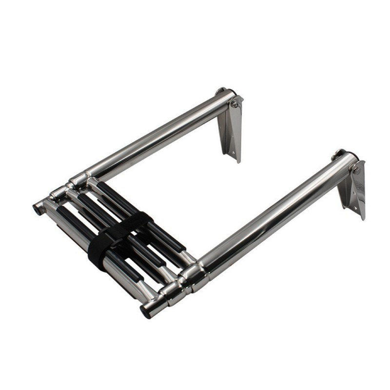 不锈钢普通3节梯子 甲板船舷梯下水伸缩梯折叠梯游艇船舶用配件