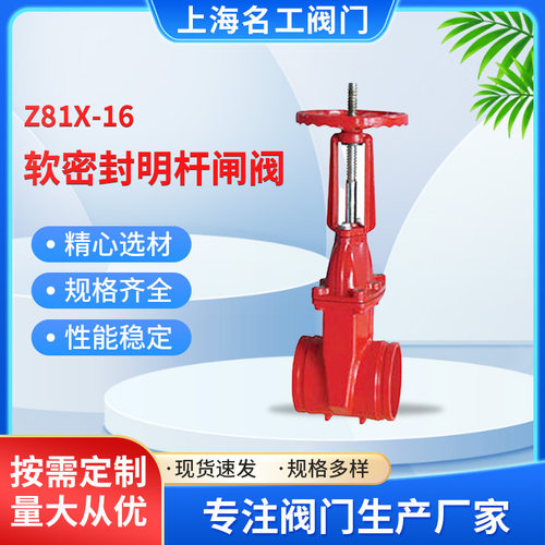 名工新款闸阀DN50 软密封明杆闸阀 Z81X-16管路调节截流装置闸阀