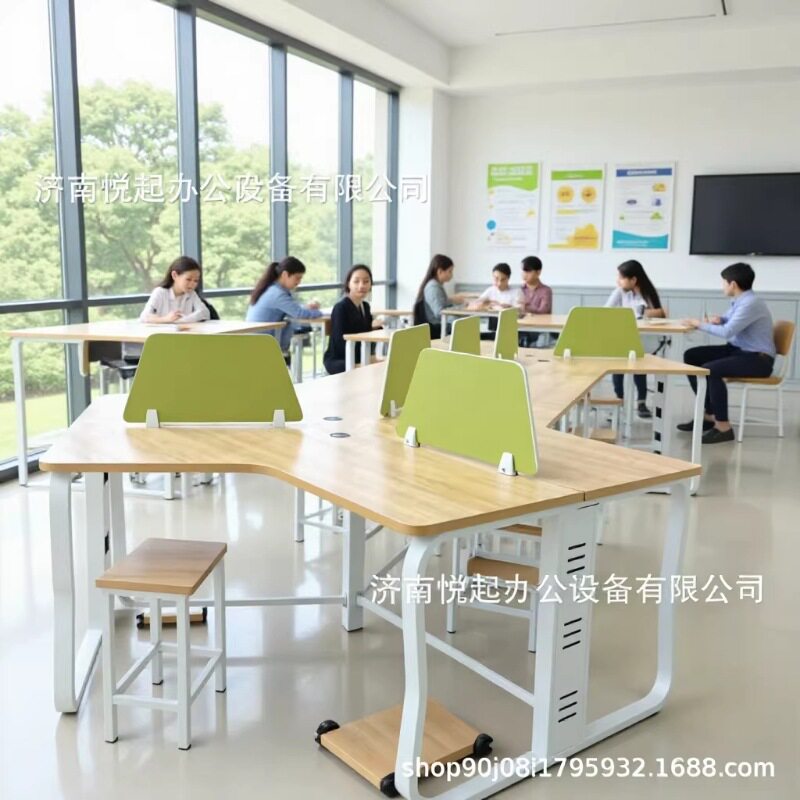 加工定制H型电脑桌 多媒体教室微机室机房多人培训蜂窝电脑桌