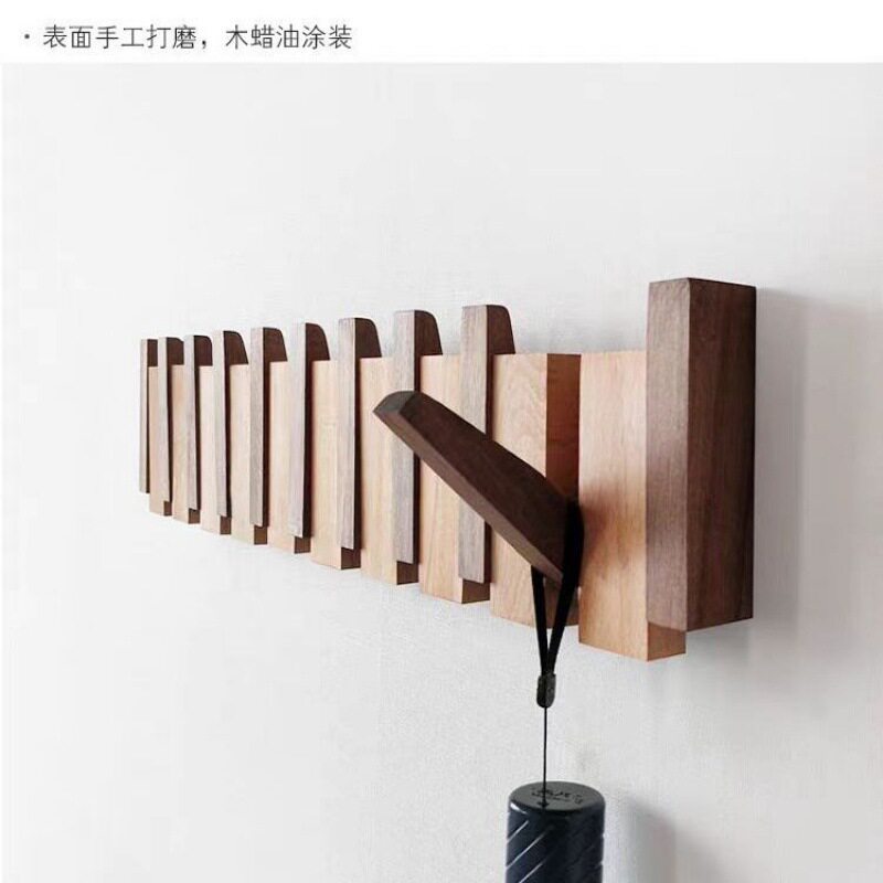 nQv实木钢琴墙壁挂衣架玄关挂钩客厅房间墙上卧室门后衣帽架东隆